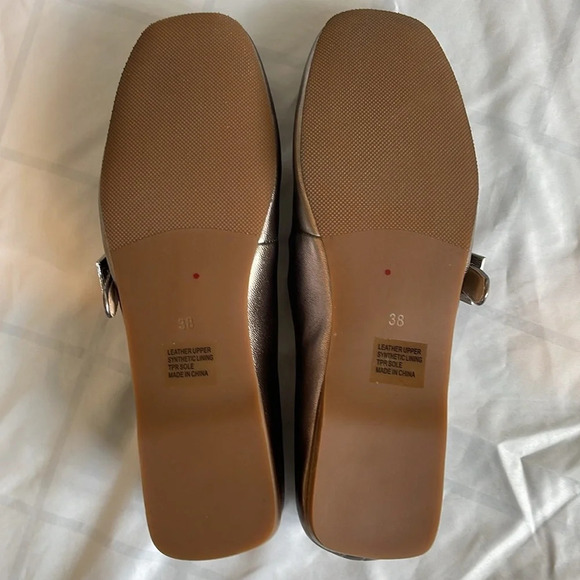 Anthropologie Silent D Mary Jane Ballet Flats Metallic Size 38 - Picture 7 of 10